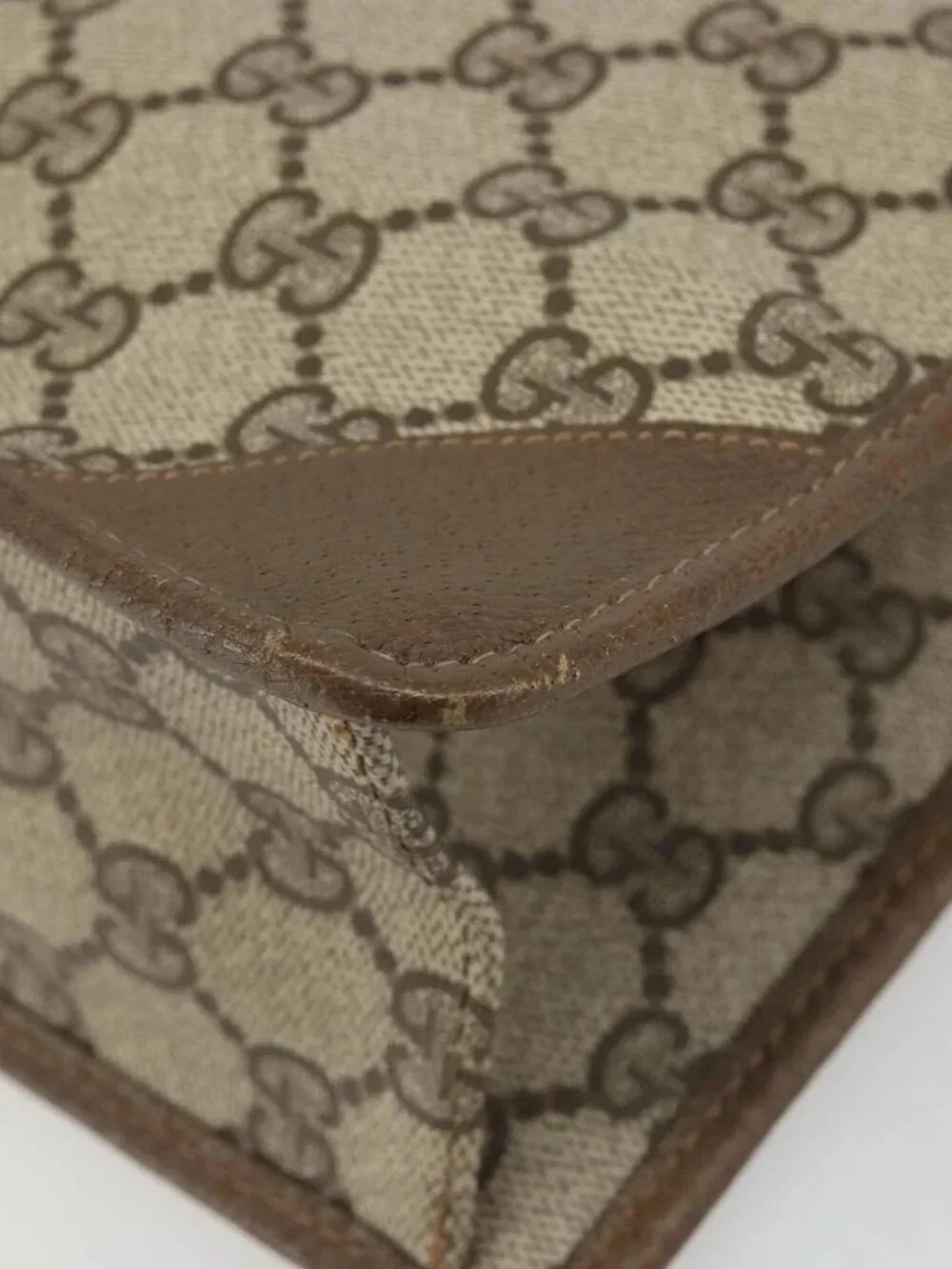 GUCCI GG Supreme Clutch Bag Clutch Bag PVC Beige Auth 188571